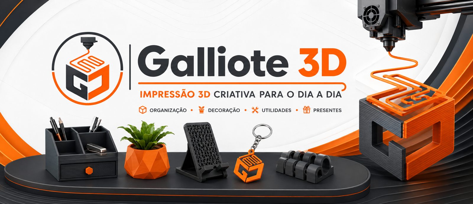 Galliote 3D — impressão 3D criativa para o dia a dia: organização, decoração, utilidades e presentes